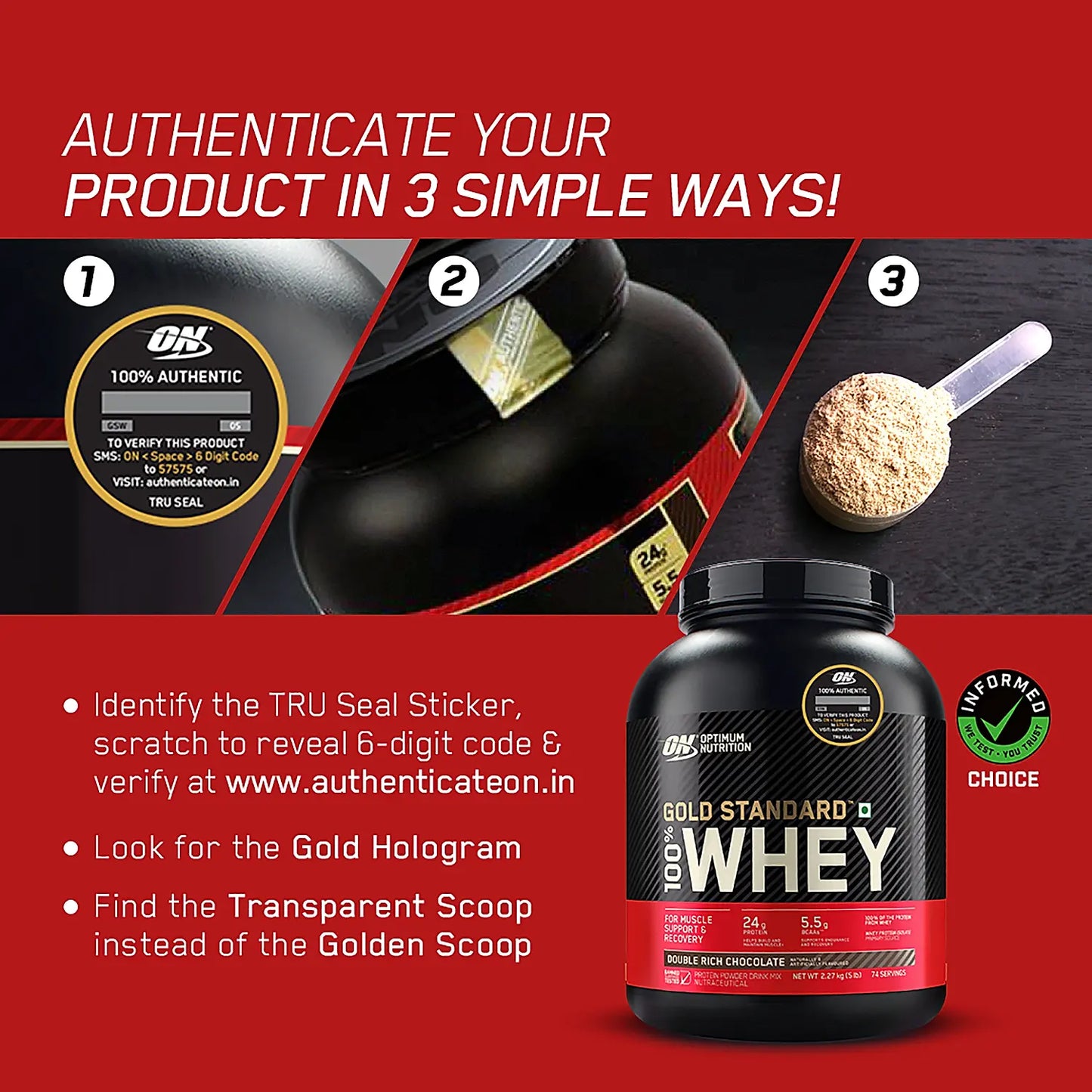 ON (Optimum Nutrition) Gold Standard 100% Whey Protein, 2.27 kg (5 lb), Double Rich Chocolate |Free ON CREATINE MONOHYDRATE 100 GM WORTH Rs.699| Product Expiry - 31 Mar 2026