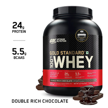 ON (Optimum Nutrition) Gold Standard 100% Whey Protein, 2.27 kg (5 lb), Double Rich Chocolate |Free ON CREATINE MONOHYDRATE 100 GM WORTH Rs.699| Product Expiry - 31 Mar 2026