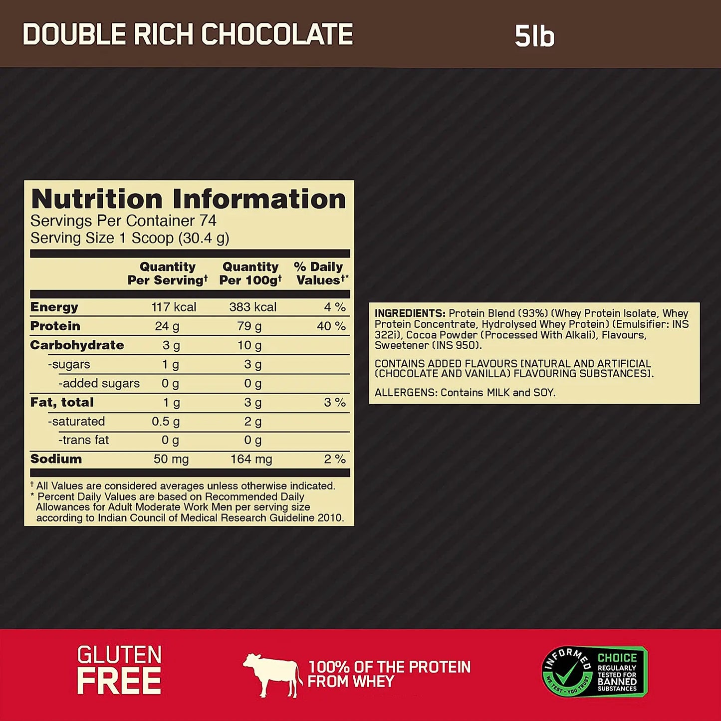 ON (Optimum Nutrition) Gold Standard 100% Whey Protein, 2.27 kg (5 lb), Double Rich Chocolate |Free ON CREATINE MONOHYDRATE 100 GM WORTH Rs.699| Product Expiry - 31 Mar 2026