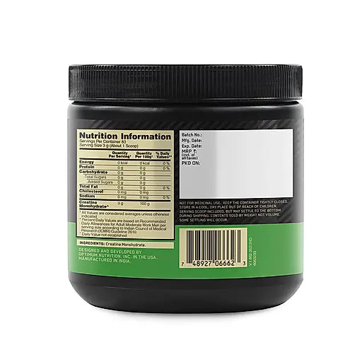 Optimum Nutrition (ON) Micronized Creatine Powder 250 Gram | Unflavoured | 30/09/25 |India Free Delivery