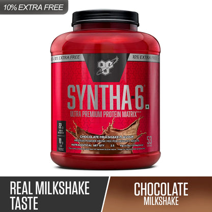 BSN Syntha-6 Protein Powder - 2.5 Kg (5.5 Lb), Chocolate Milkshake | Product Expiry - Jan 2026