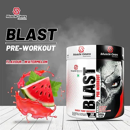 Muscle Gears Blast Pre-Workout Green Apple 300gm | CAFFEINE | NIACINE | BETA-ALANINE | 30 SERVINGS | Product Expiry - JULY/2025