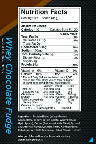 Rule 1 R1 Whey Blend Chocolate Fudge 5.02 lbs /2.28 Kg | 24g Protein/Serving | 100% Pure Whey Blend | Product Expiry - Oct 2025