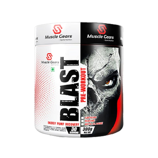 Muscle Gears Blast Pre-Workout Green Apple 300gm | CAFFEINE | NIACINE | BETA-ALANINE | 30 SERVINGS | Product Expiry - JULY/2025