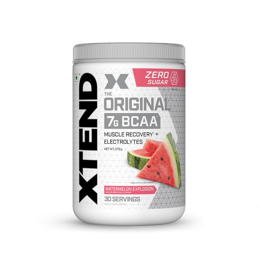 Xtend Original BCAA Powder Watermelon Explosion - Sugar Free Workout Muscle Recovery Drink with 7g BCAA | Amino Acid Supplement with L Glutamine & Electrolytes - 375 Gms | Product Expiry-30 May 2025