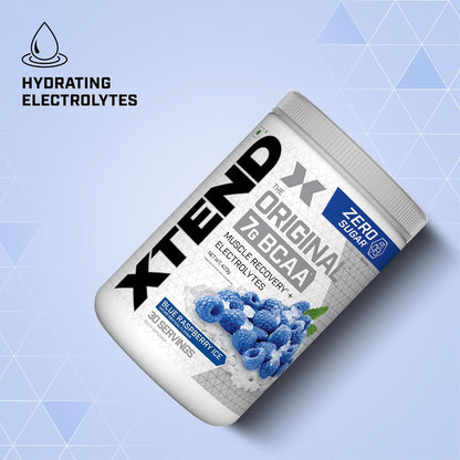 Xtend Original BCAA Powder Blue Raspberry Ice  - Sugar Free Workout Muscle Recovery Drink with 7g BCAA | Amino Acid Supplement with L Glutamine & Electrolytes - 420 Gms | Product Expiry-30 April 2025