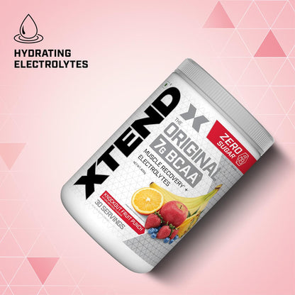 Xtend Original BCAA Powder Knockout Fruit Punch  - Sugar Free Workout Muscle Recovery Drink with 7g BCAA | Amino Acid Supplement with L Glutamine & Electrolytes - 405 Gms | Product Expiry-27 April 2025