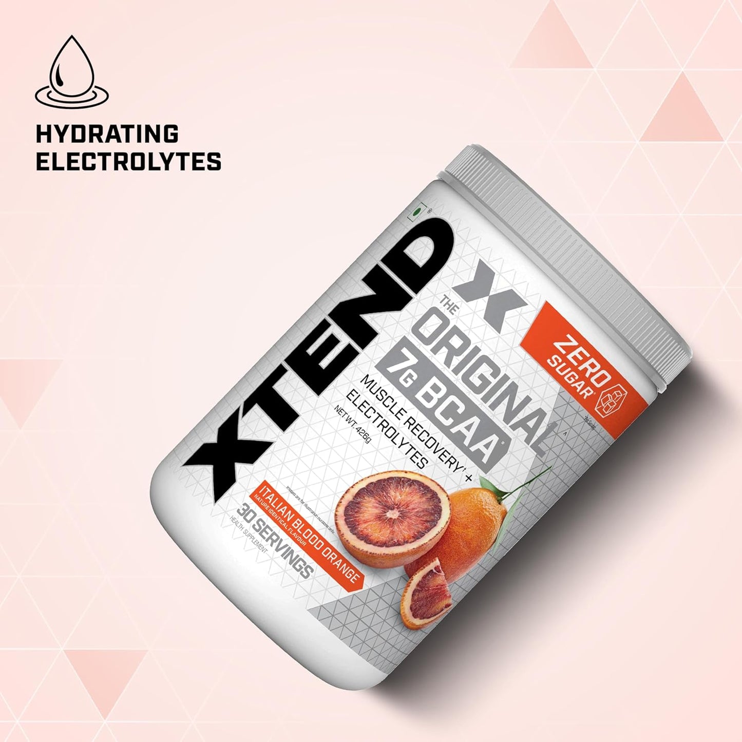 Xtend Original BCAA Powder Italian Blood Orange  - Sugar Free Workout Muscle Recovery Drink with 7g BCAA | Amino Acid Supplement with L Glutamine & Electrolytes - 426 Gms | Product Expiry-30 April 2025