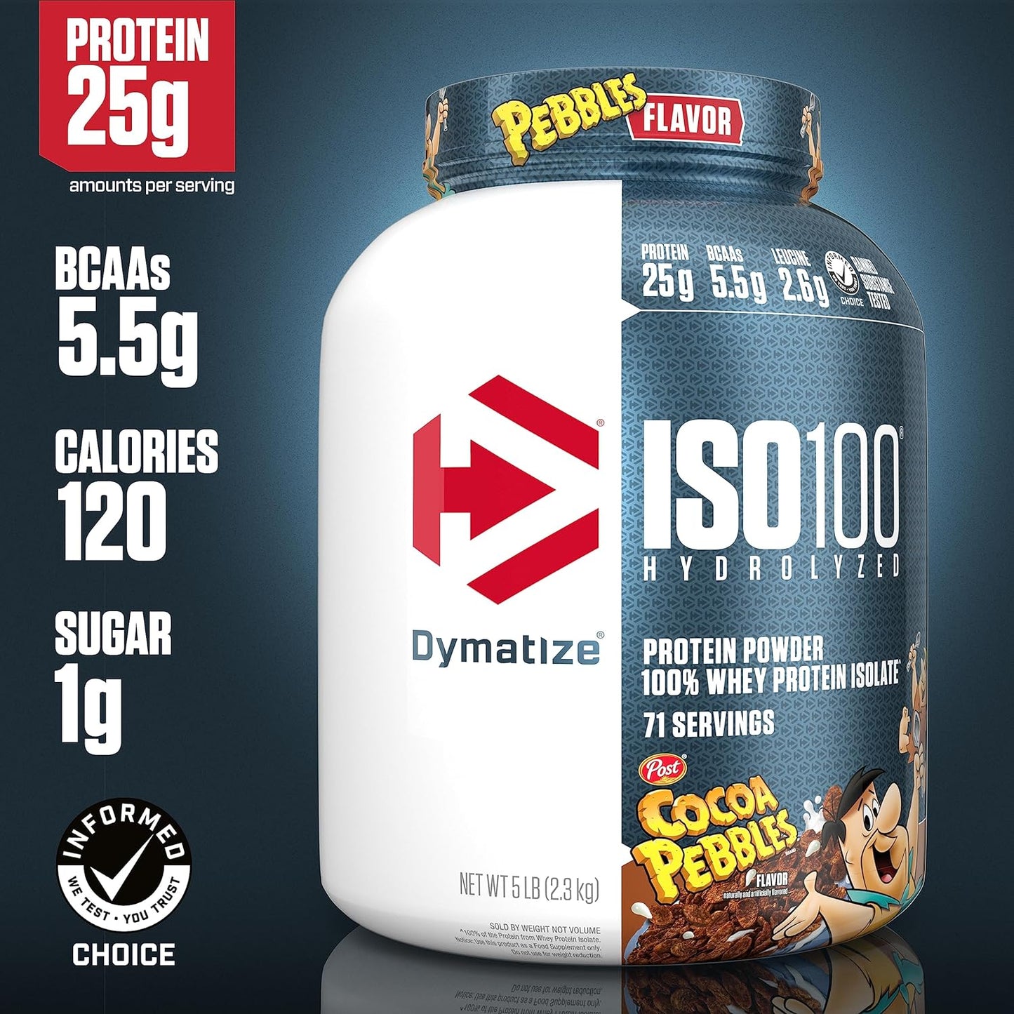 Dymatize Nutrition ISO100 Cocoa Pebbles with Hydrolyzed 100% Whey Isolate Protein, Gluten Free, Fast Digestion, 5 lbs, 2.26 Kg  | Product Expiry - 12/April/2025