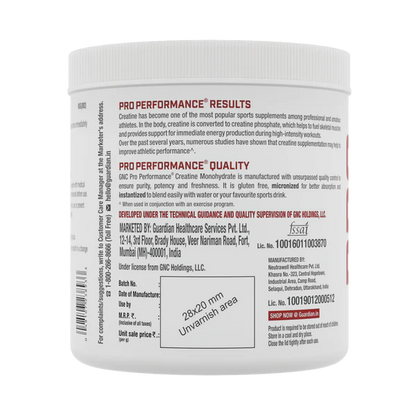 GNC Pro Performance Creatine Monohydrate | 250 gm | 83 Servings | Unflavoured | Formulated in USA | Product Expiry - JAN 2025