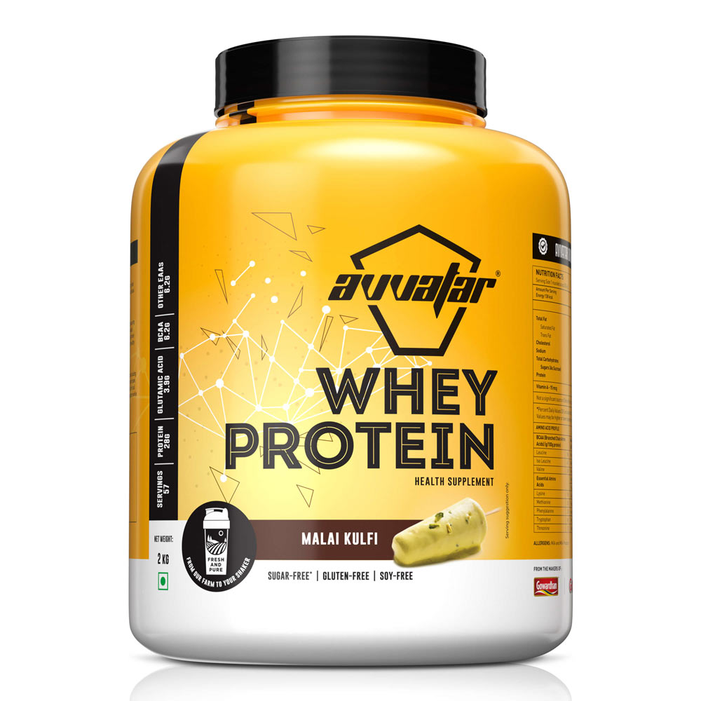 AVVATAR WHEY PROTEIN | 2 Kg | Malai Kulfi Flavour | 28g Protein | 29 Servings | Isolate & Concentrate Blend | Product Expiry - 25/05/2025