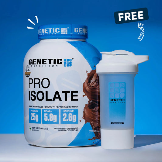 GENETIC NUTRITION PRO ISOLATE BELGIAN CHOCOLATE 2 KG & FREE Mega Vit | Multi Vitamin Supplement - 60 Capsules FREE SHAKER FREE DELIVERY