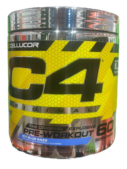 C4 Original Pre Workout Ice Blue Razz 390g/60 Servings | 150mg Caffeine + Beta Alanine + Creatine | Free Shipping | Product Expiry - JUN/2027