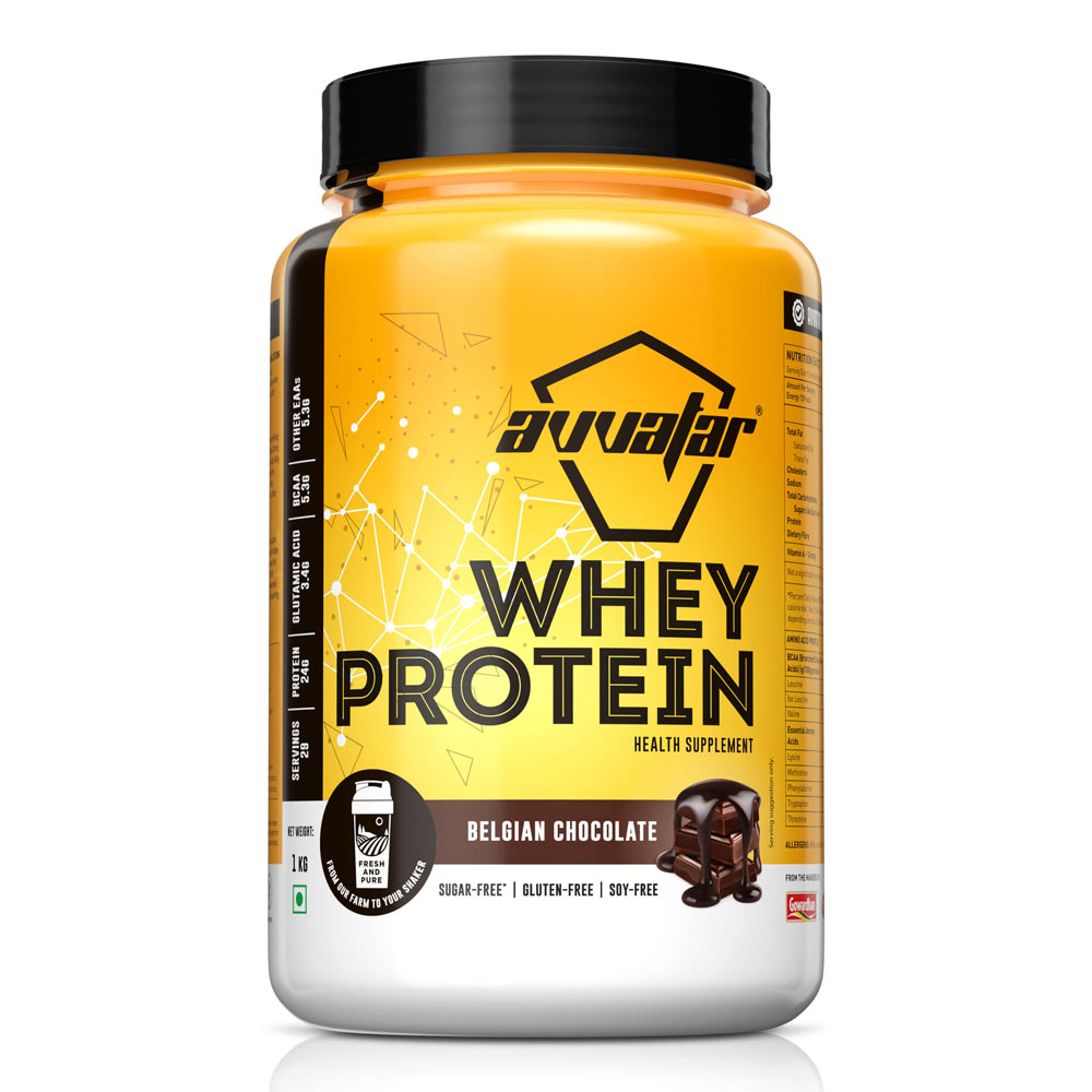 AVVATAR WHEY PROTEIN | 1 KG |Belgian Chocolate Flavour | 24g Protein | 29 Servings | Isolate & Concentrate Blend | Product Expiry - 20/03/26