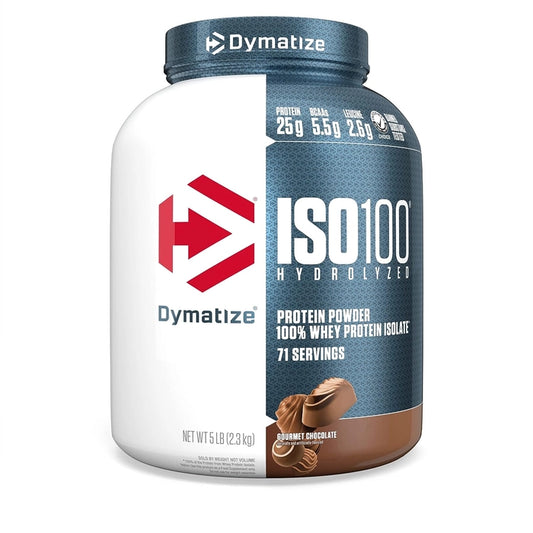 Dymatize Nutrition ISO100 Gourment Chocolate with Hydrolyzed 100% Whey Isolate Protein, Gluten Free, Fast Digestion, 5 lbs, 2.26 Kg  | Product Expiry - 30/June/2025