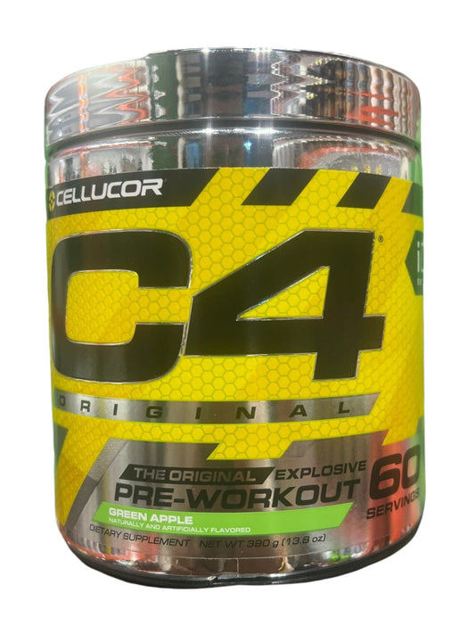 C4 Original Pre Workout Green Apple 390g/60 Servings | 150mg Caffeine + Beta Alanine + Creatine | Free Shipping | Product Expiry - AUG/2027