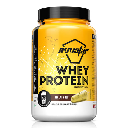 AVVATAR WHEY PROTEIN | 1 Kg | Malai Kulfi Flavour | 28g Protein | 29 Servings | Isolate & Concentrate Blend | Product Expiry - 23/06/2025