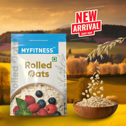 MYFITNESS Rolled Oats, 900 g | Rich in Protein and Fibre | 100% Natural Grain | Healthy Snack | Nutritious Breakfast | No Added Sugar | Zero Trans Fat | Cholesterol Free | Product Expiry - 19 June 25