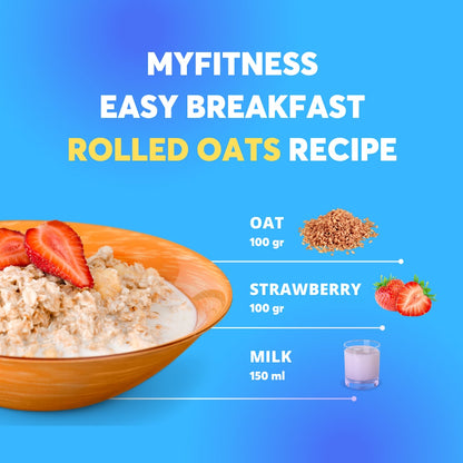 MYFITNESS Rolled Oats, 900 g | Rich in Protein and Fibre | 100% Natural Grain | Healthy Snack | Nutritious Breakfast | No Added Sugar | Zero Trans Fat | Cholesterol Free | Product Expiry - 19 June 25