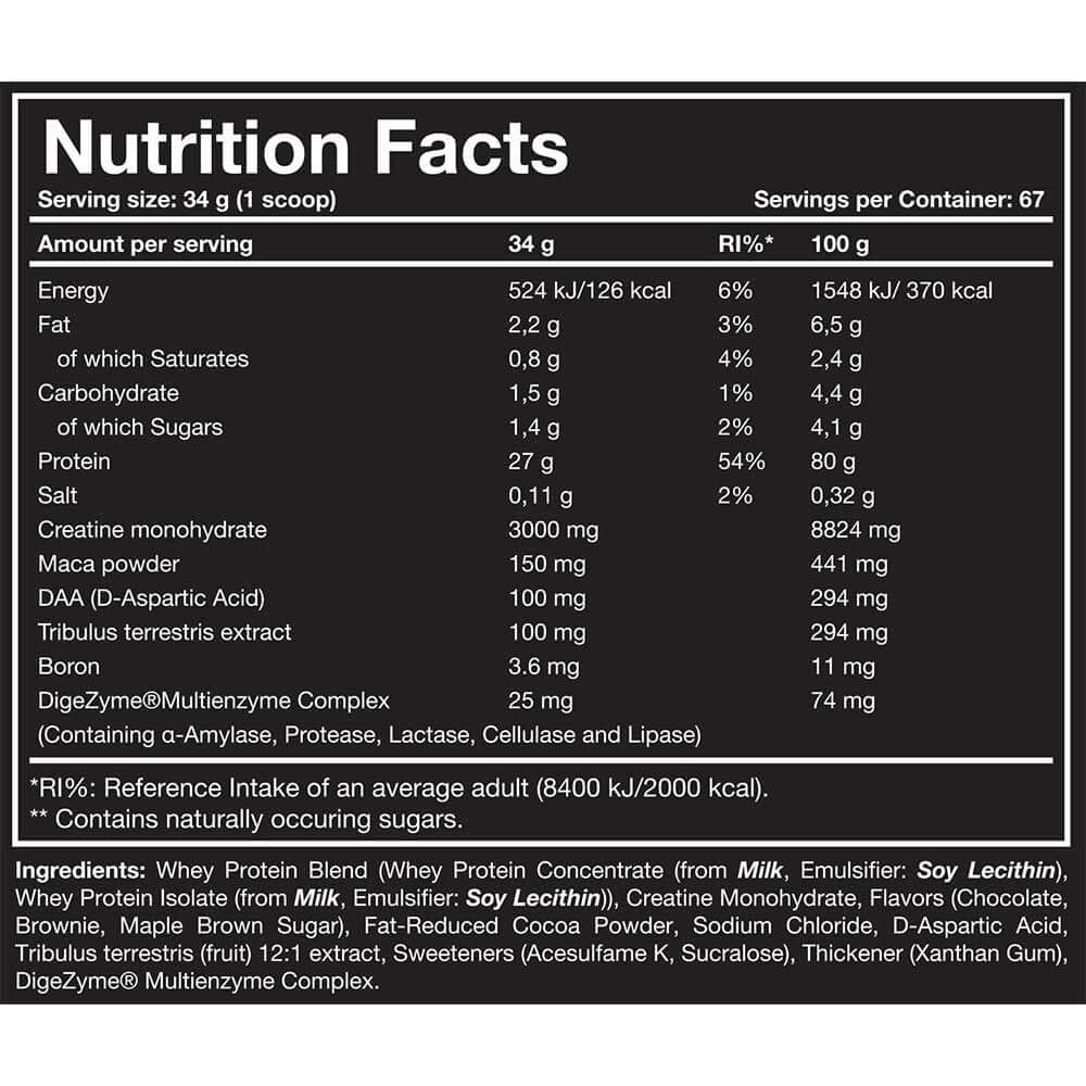 One Science Nutrition (OSN) Nitra Whey - DAA, Tribulus Terrestis, Maca powder and Boron & Creatine Monohydrate | 27g Protein, 3g Creatine, 5.2g Glutamine, 6.6g BCAA - 5lbs - Chocolate Brownie | Product Expiry - 08/2026