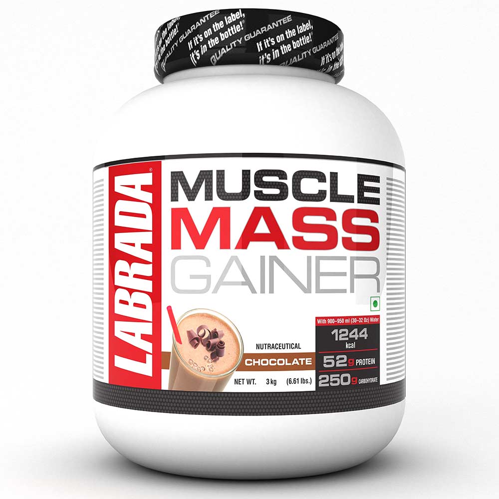 Labrada Muscle Mass Gainer Powder 6.6 lbs (Pack of 3 kg) - Gain Weight, Post-Workout, 52g Protein, 250g Carbs,1g Creatine, 500mg L-Glutamine | Product Expiry - Feb 2026