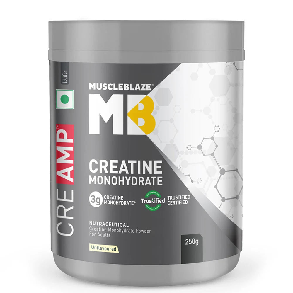 MuscleBlaze Creatine Monohydrate CreAMP, 250 g (0.61 lb) | Unflavoured | Product Expiry - 18 Dec 25