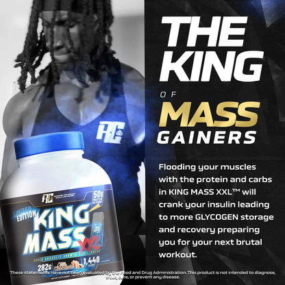 Ronnie Coleman Signature Series King Mass XLL, Muscle Gainer, 50g Protein, 283g Carbohydrates, 1,440+ Calories, Creatine and Glutamine, Milk Chocolate 6 LBS (2.7kg) | Product Expiry - 30/06/25