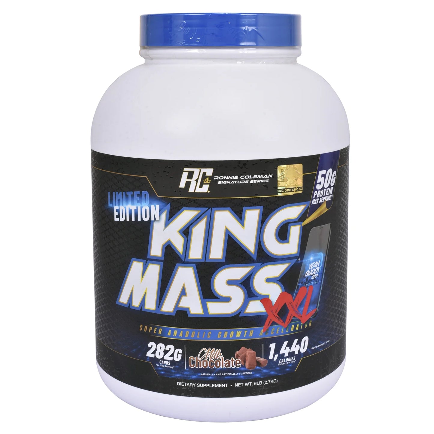 Ronnie Coleman Signature Series King Mass XLL, Muscle Gainer, 50g Protein, 283g Carbohydrates, 1,440+ Calories, Creatine and Glutamine, Milk Chocolate 6 LBS (2.7kg) | Product Expiry - 30/06/25