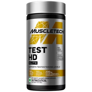 MuscleTech Test HD Elite, Tribulus Terrestris for Men, Max-Strength ATP & Test Booster for Men, Boost Free Testosterone Levels, 60 Veggie Capsules | Product Expiry - May 2026